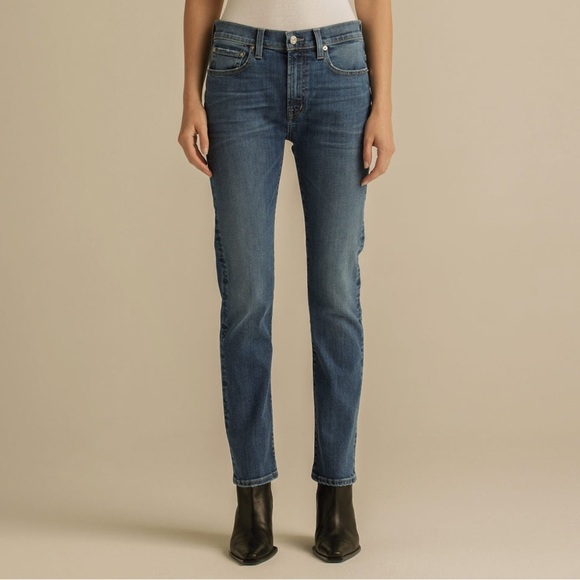 EDWIN Jeans Elin Mid Rise Straight Leg Crop Blue Women Size 26 NWT - Picture 3 of 13